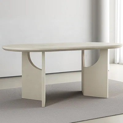 Modern Beige Oval Solid Wood Dining Table | Wayfair North America