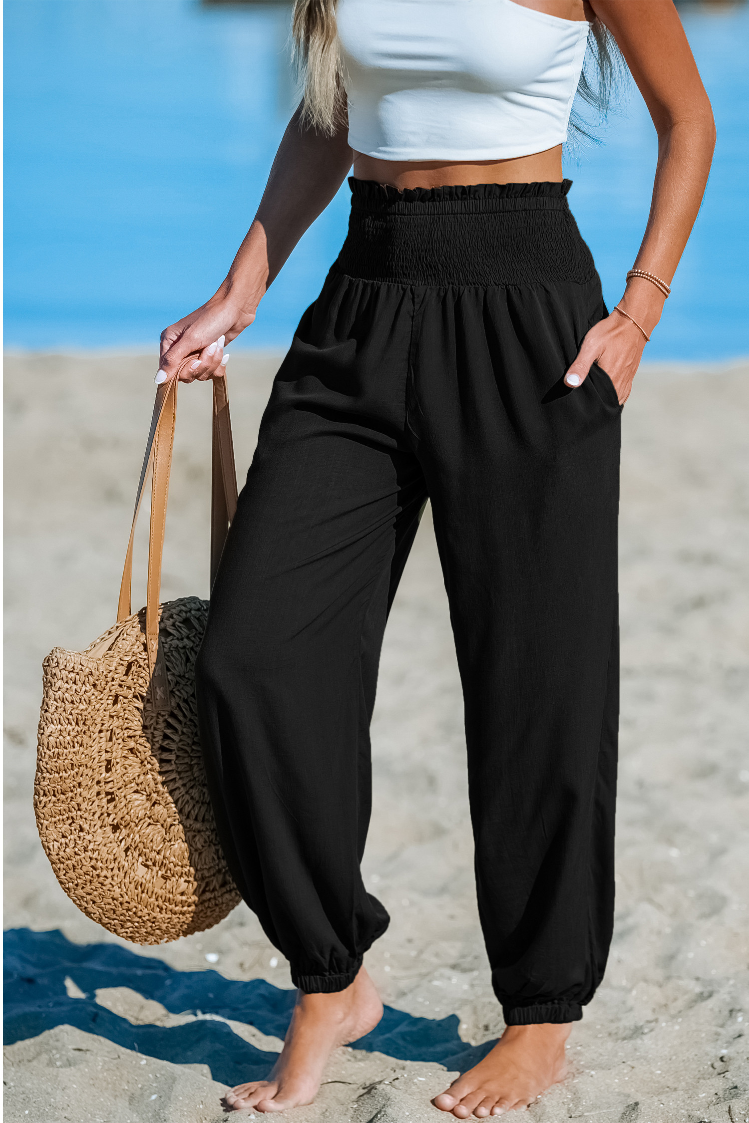 Ocean Mist Black Pants | Cupshe US