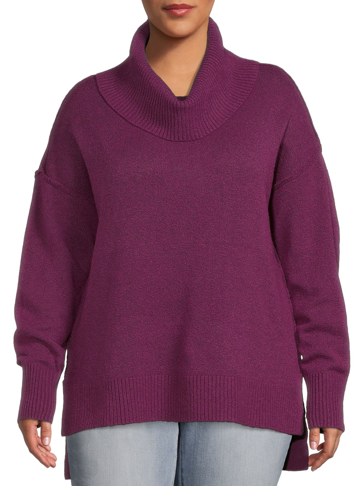 Terra & Sky Women's Plus Size Cowl Neck Tunic Sweater | Walmart (US)
