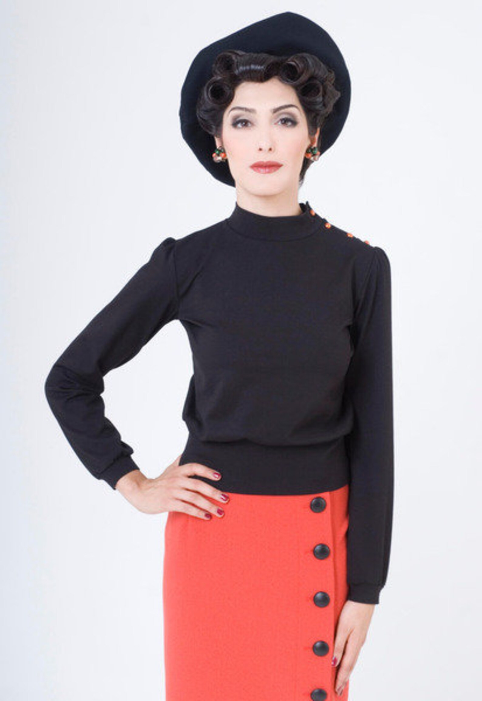 Shirt Aimeé black,green or pumpkin, Kurzpullover im Vintage Stil, jumper - Etsy.de | Etsy (US)