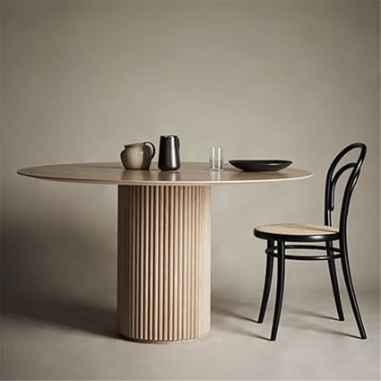 NIUYAO Round Solid Wood Dining Table Natural, 35.5" W Circular Tabletop for Dining Room Kitchen L... | Amazon (US)