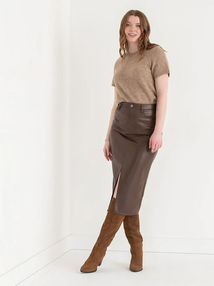 Faux Leather Midi Skirt | Rickis | Ricki's