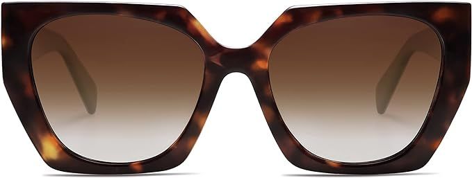 SOJOS Retro Cateye Polarized Oversized Sunglasses Womens Vintage Square Designer Sunnies | Amazon (US)