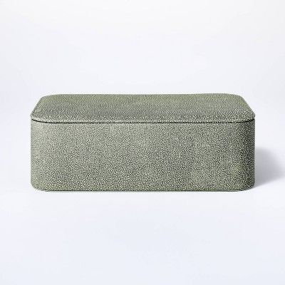 Large Rounded Leather Faux Shagreen Box with Removable Lid Green - Threshold&#8482; designed with... | Target