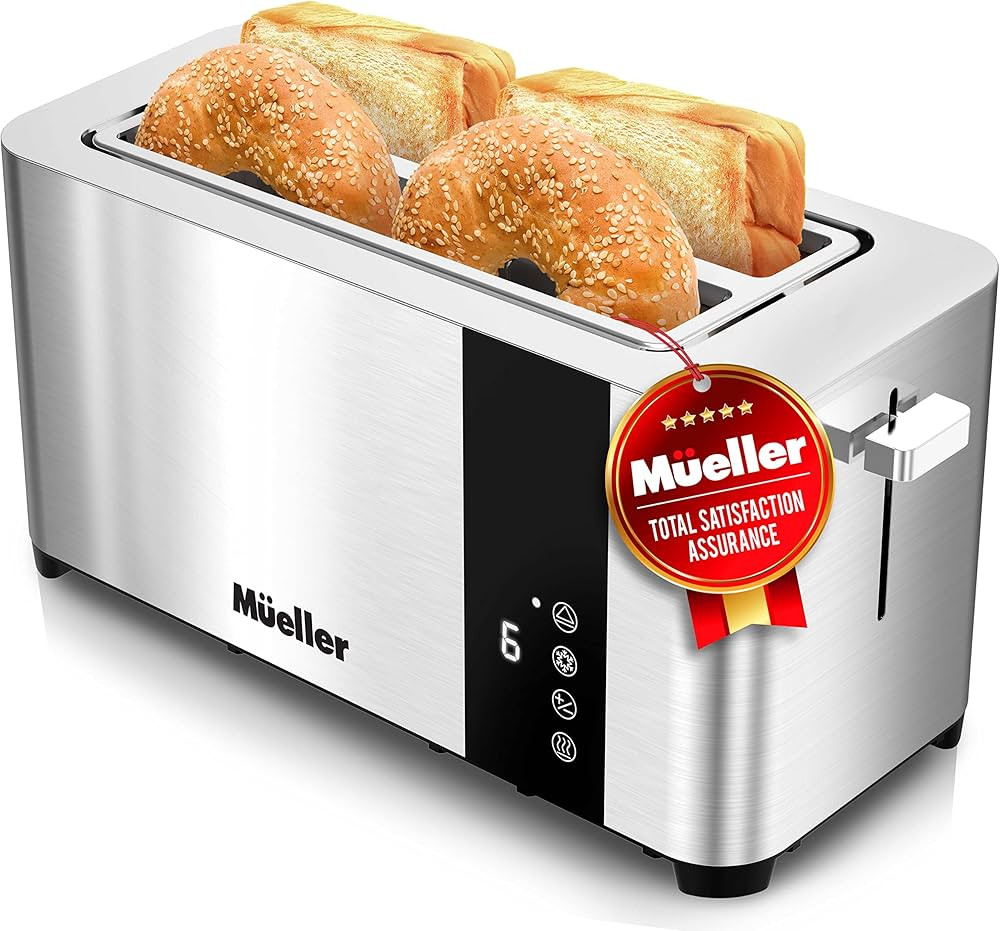 Mueller UltraToast Full Stainless Steel Toaster 4 Slice, Long Extra-Wide Slots with Removable Tra... | Amazon (US)