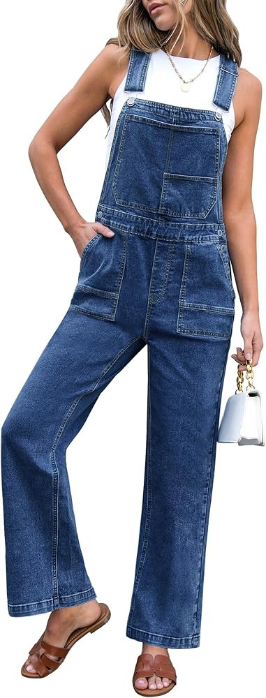 luvamia Jean Overalls for Women Straight Wide Leg Baggy Stretchy Denim Bib Adjustable Strap Casua... | Amazon (US)