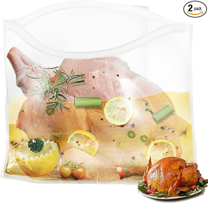Turkey Brining Bags Set of 2 - Extra Large Holds up to 40lb，Thicker Brine Bags with Double Zip ... | Amazon (US)