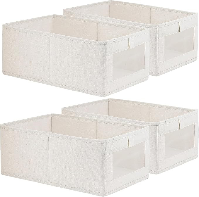 Fordonral 4 Pack Linen Storage Bins, Storage Containers for Organizing Clothing, Jeans, Toys, Boo... | Amazon (US)
