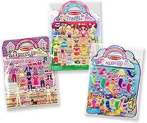 Melissa & Doug Puffy Sticker Pads Set: Fairy, Dress-Up, and Mermaid - 216 Reusable Stickers - Reu... | Amazon (US)