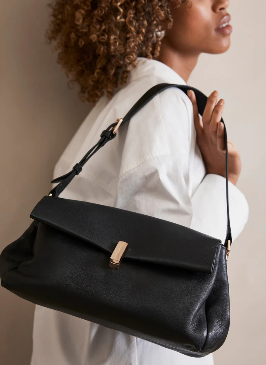Black Leather Shoulder Bag | Mint Velvet