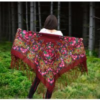 Piano Shawl Fringe Chale Babushka Floral Scarf | Etsy (US)