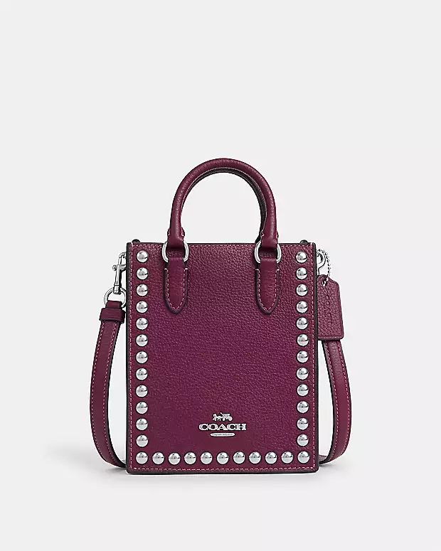 North South Mini Tote With Rivets | Coach Outlet
