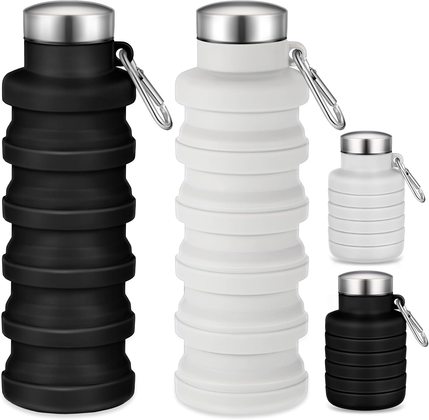 Baderke 2 Pcs Collapsible Water Bottles, 17oz, Black, Gray White | Amazon (US)