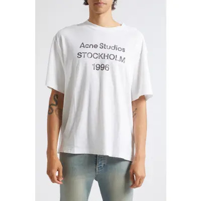 Acne Studios Exford U 1996 Organic Cotton & Hemp Graphic T-Shirt in Off White at Nordstrom, Size Large | Nordstrom