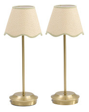 2pk 18in Rechargeable Plated Brass Rattan Table Lamps | Lighting | Marshalls | Marshalls