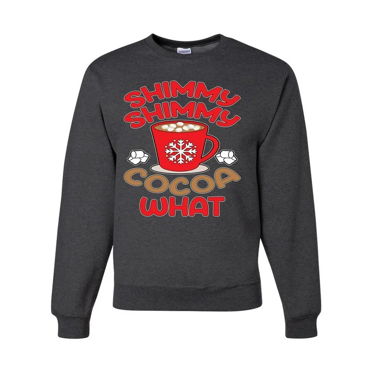 Wild Bobby, Shimmy Shimmy Cocoa What Christmas Unisex Crewneck Graphic Sweatshirt, Heather Black,... | Walmart (US)