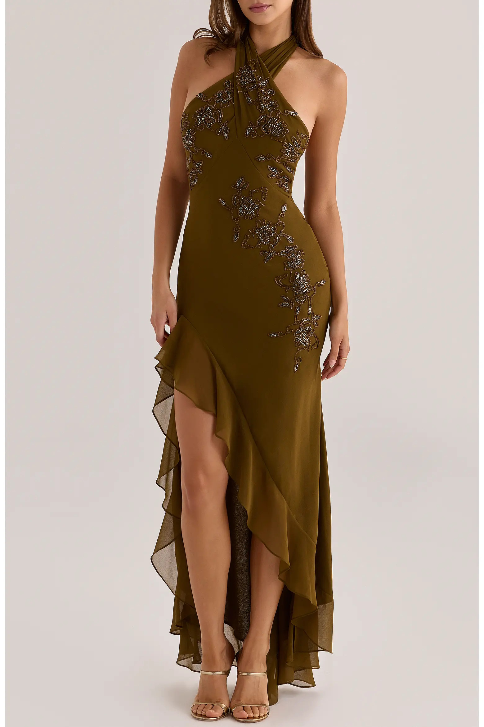 HOUSE OF CB Raquel Georgette Halter Maxi Gown (Women) | Nordstrom | Nordstrom