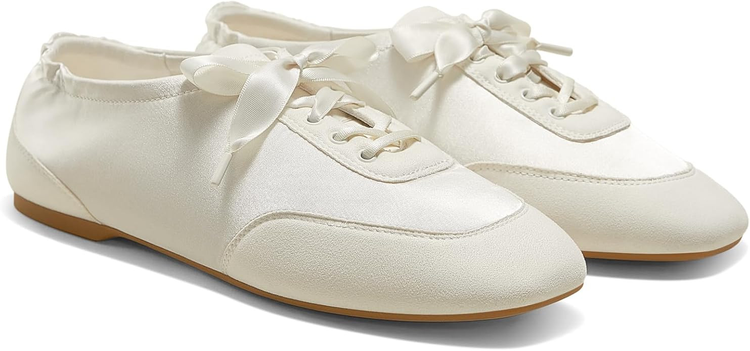VIVIAIA Cristina Square Toe Smooth Satin Fabric Lace-Up Satin Sneakerina | Amazon (US)