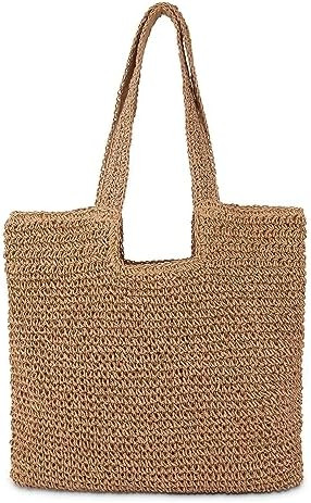Straw Beach Tote Bag: Large Summer Boho Woven Bags | Rattan Handmade Shoulder Handbags for Women | Amazon (US)