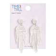 Time and Tru Female Adult Gold-Tone White Fringe Seedbead Drop Earring | Walmart (US)