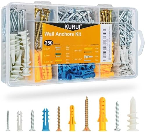 KURUI Drywall Anchors Assortment Kit for Sheetrock Concrete Brick, 350Pcs Wall Anchors and Flat H... | Amazon (US)