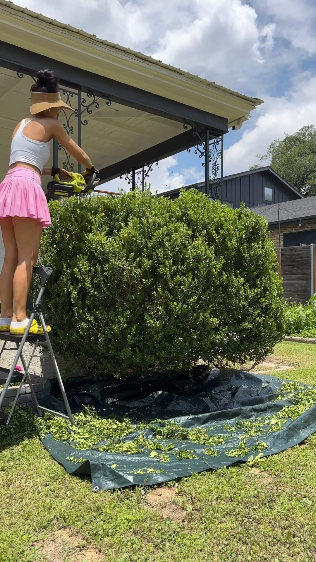 How to trim a hedge for the very first time! 
This bush has been out of control for months and was long overdue for a trim. The inside was very woody so I was unable to cut it down as much as I would’ve liked. I didn’t want to try and shape the bush too much since it was my first time and I had difficulty seeing areas that needed a little extra trim. The trimmer also got a little heavy for me at times. The clean up was pretty quick since I used the tarp to catch the trimmings. Overall trimming a hedge was pretty easy and now I know how to do it 🌳

#hedgetrimming #yardmakeover #ATX #atxgardening #homeandgarden 

Yard tools, power tools, yard tools for women, gardening tools, power tools for women

#LTKdayinmylife #LTKMens #LTKHome