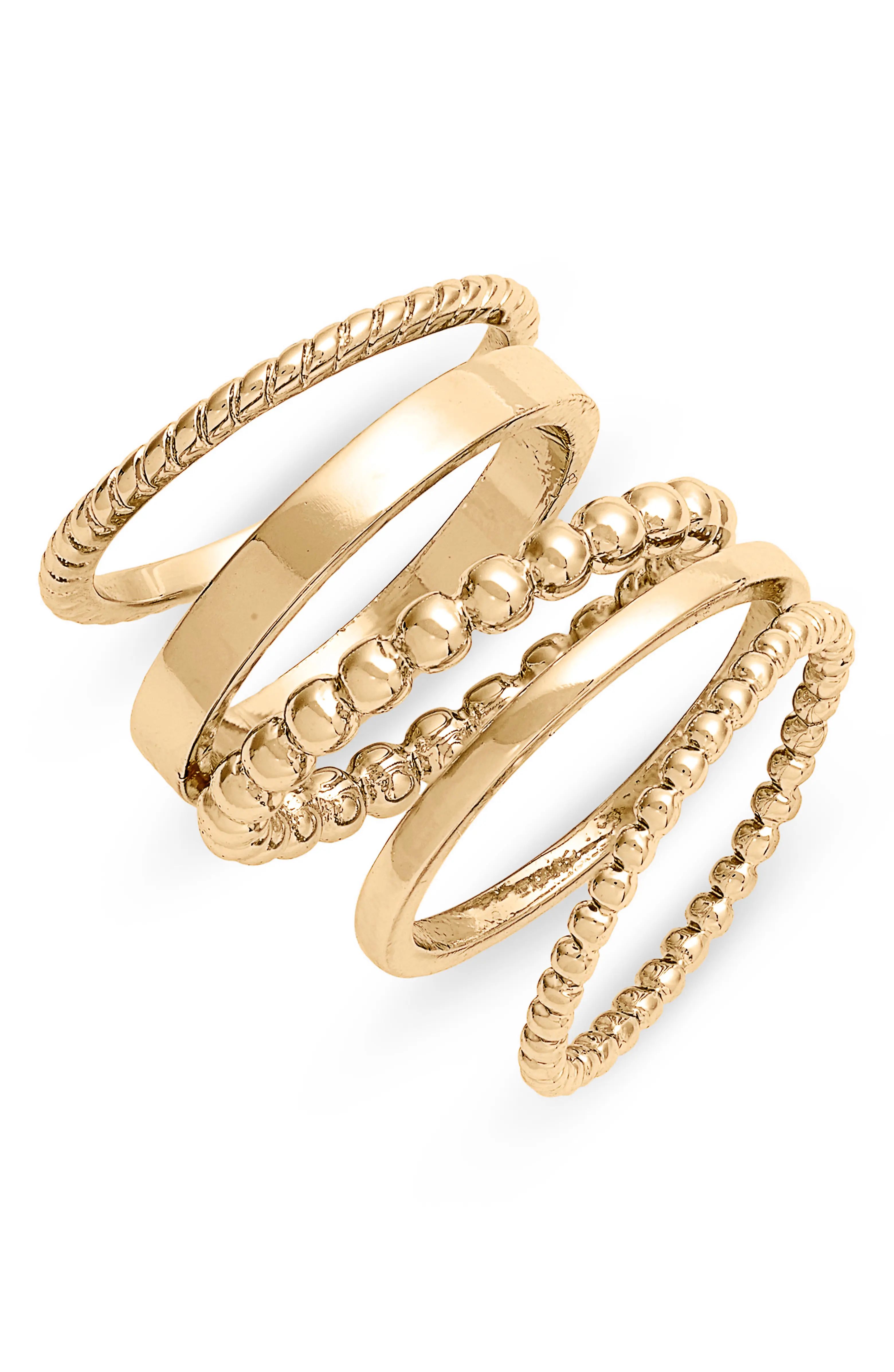 Set of 5 Mixed Texture Stackable Rings | Nordstrom