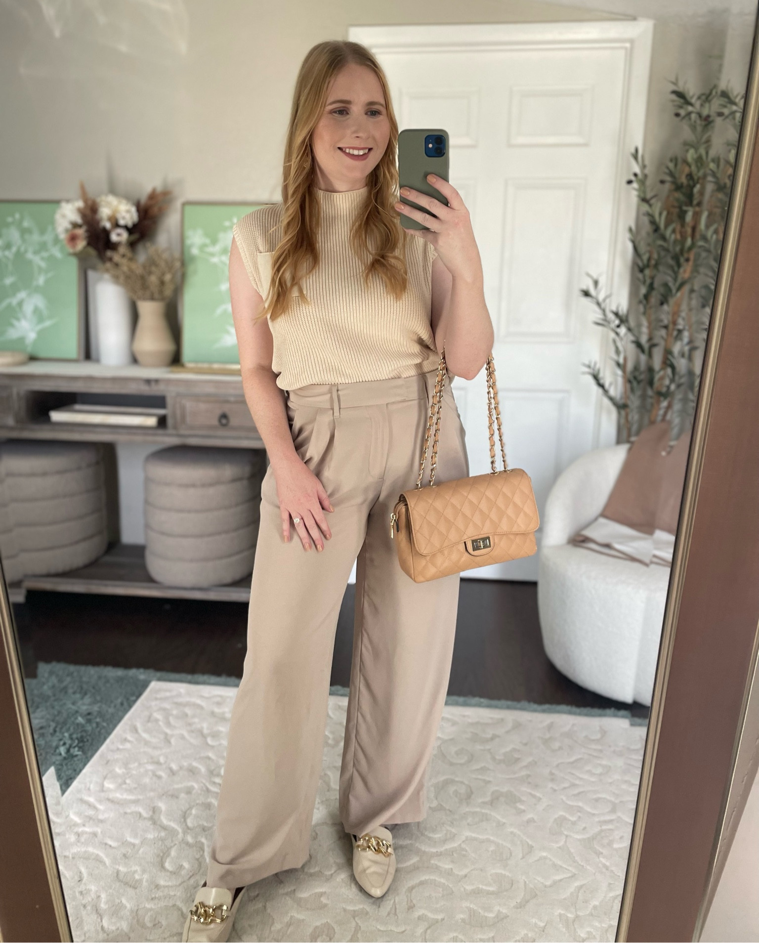 Mock Neck knit top : size medium
Beige trousers : size 10

#LTKworkwear #LTKunder50 #LTKmidsize