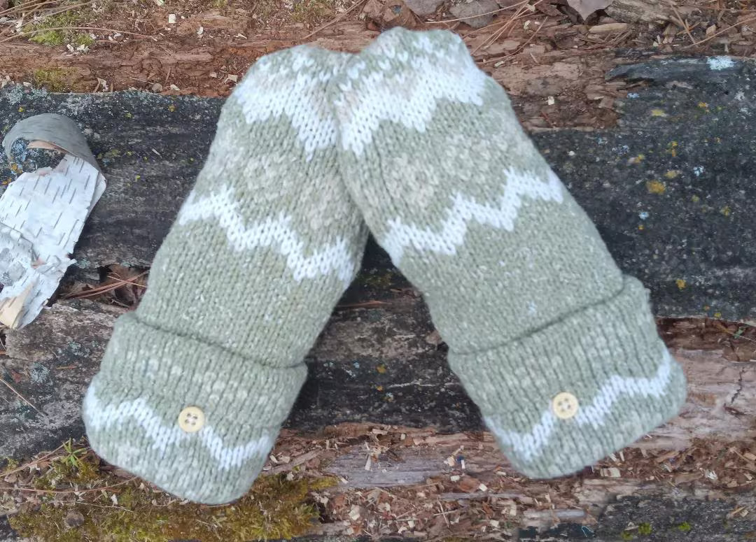 Warm Sweater Mittens | Light Sage Green Nordic | Unique Women's Mittens Recycled From Sweaters | ... | Etsy (US)