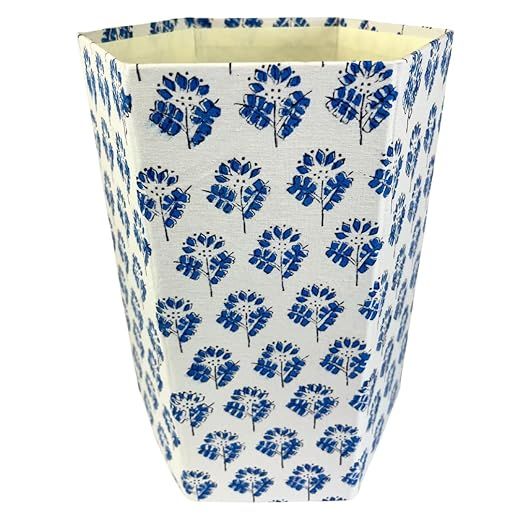 Waste Basket | Decorative Small Waste Basket | Cute Bedroom Trash Can | Blue Trash Can (Small Flo... | Amazon (US)