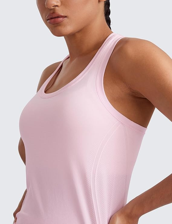 CRZ YOGA Womens Seamless Racerback Tank Scoop Neck Breathable Running Workout Tops Athletic Gym S... | Amazon (US)
