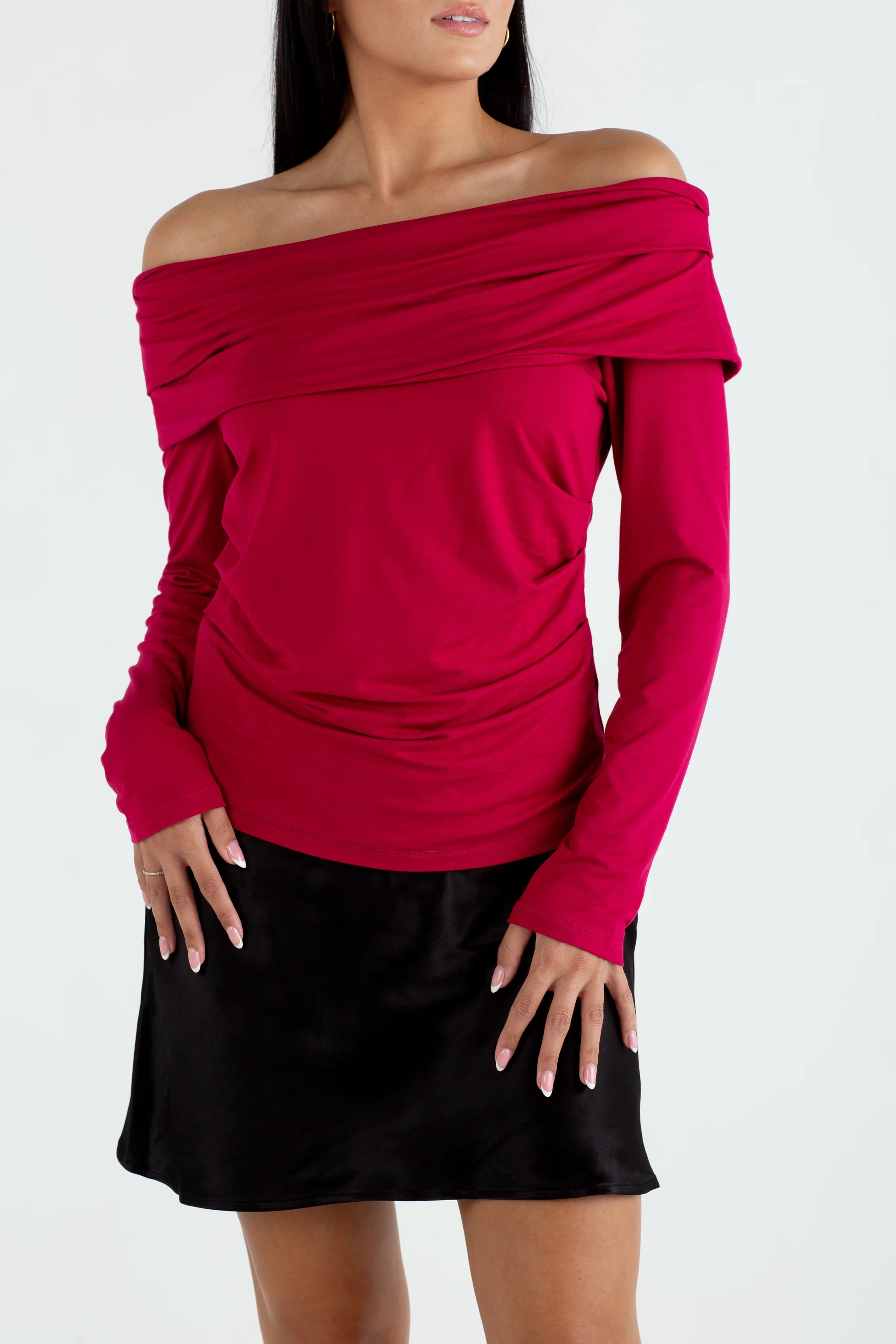 The Ava | Off Shoulder Top Berry | Sinead Keary