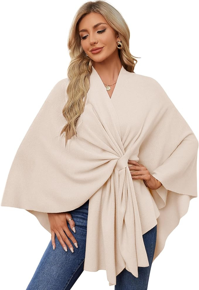 PULI Women's Elegant Shawl Wraps Soft Open Front Poncho Sweater for Spring Fall Winter | Amazon (US)