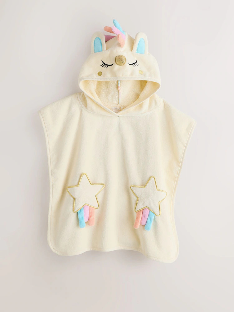 Buy Ecru White Unicorn Towelling Poncho (9mths-10yrs) from Next USA | Next US