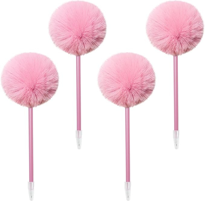 4 Pack Pom Pom Pen Cute Pens for Girls Fluffy Pompoms Plastic Ball Point Pens Fuzzy Pens for Kids... | Amazon (US)
