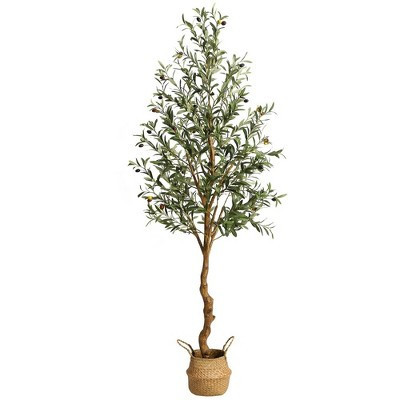 Whizmax Artificial Olive Tree 6FT Tall Faux Silk Olive Trees for Home Office Decor Fake Potted Tree with Natural Wood and Lifelike Fruits,Straw pot | Target
