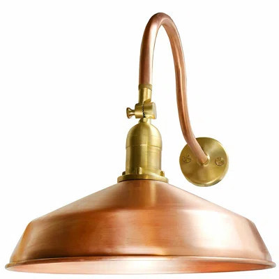 Corderra Copper Natural Raw Copper / Brass Outdoor Gooseneck Lighting - LED Gooseneck Barn Light | Wayfair North America