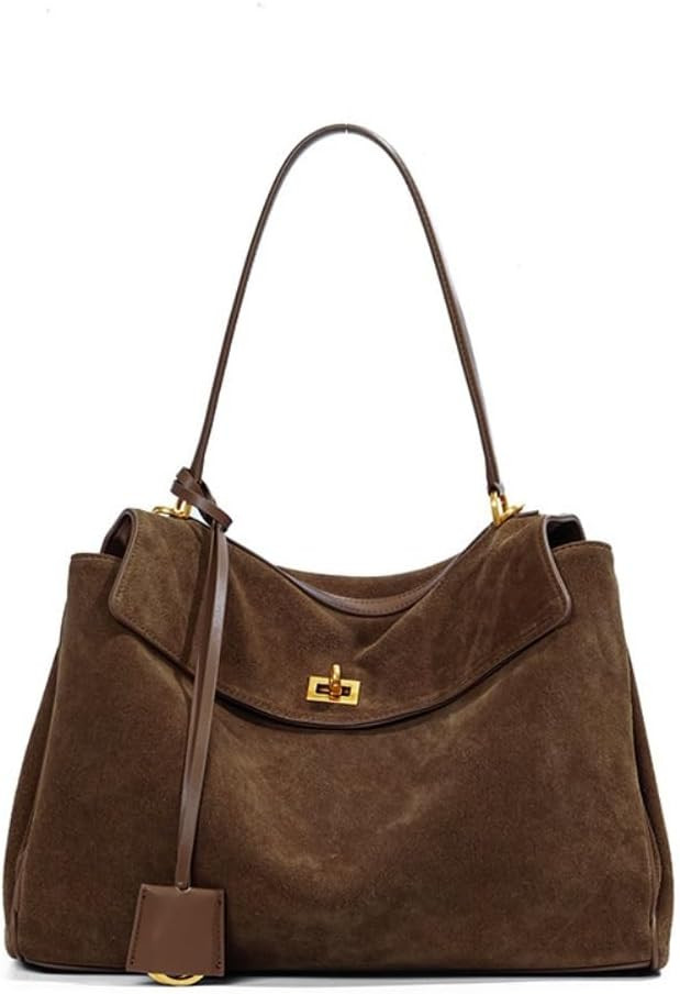 Roymi Genuine Leather Large Capacity Single Shoulder Handbag Underarm Bag Suede Nubuck Cowhide To... | Amazon (US)