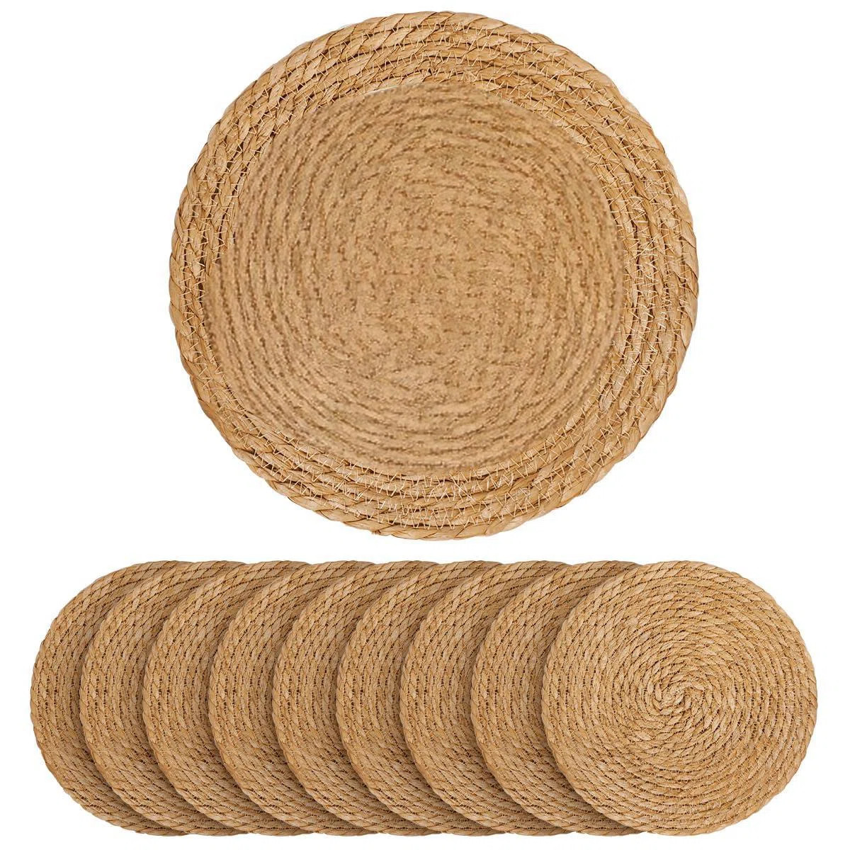 13 In Round Woven Placemats Plate Chargers Set Of 10, Boho Farmhouse Rustic Woven Place Mats | Wayfair North America