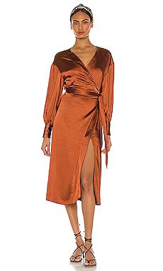 LPA Wrap Dress in Cherry Brown from Revolve.com | Revolve Clothing (Global)