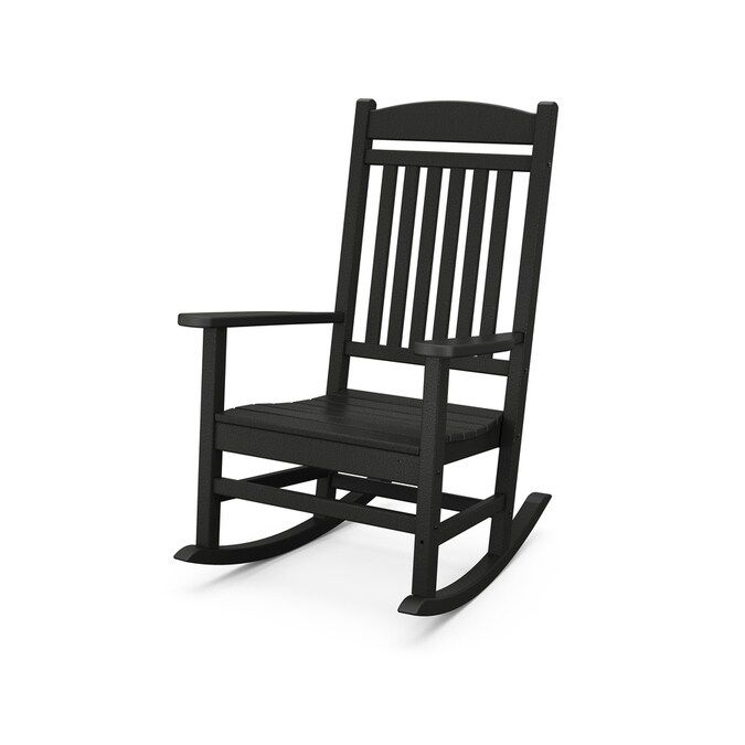 Trex Outdoor Furniture Seaport Charcoal Black Plastic Frame Rocking Chair(s) with Slat Seat Lowes... | Lowe's