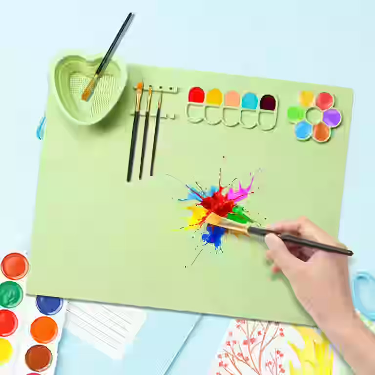 Silicone Craft Mat, 20×16 inches Silicone Painting Mat with Water Cup and Paint Holder, Silicone... | Walmart (US)