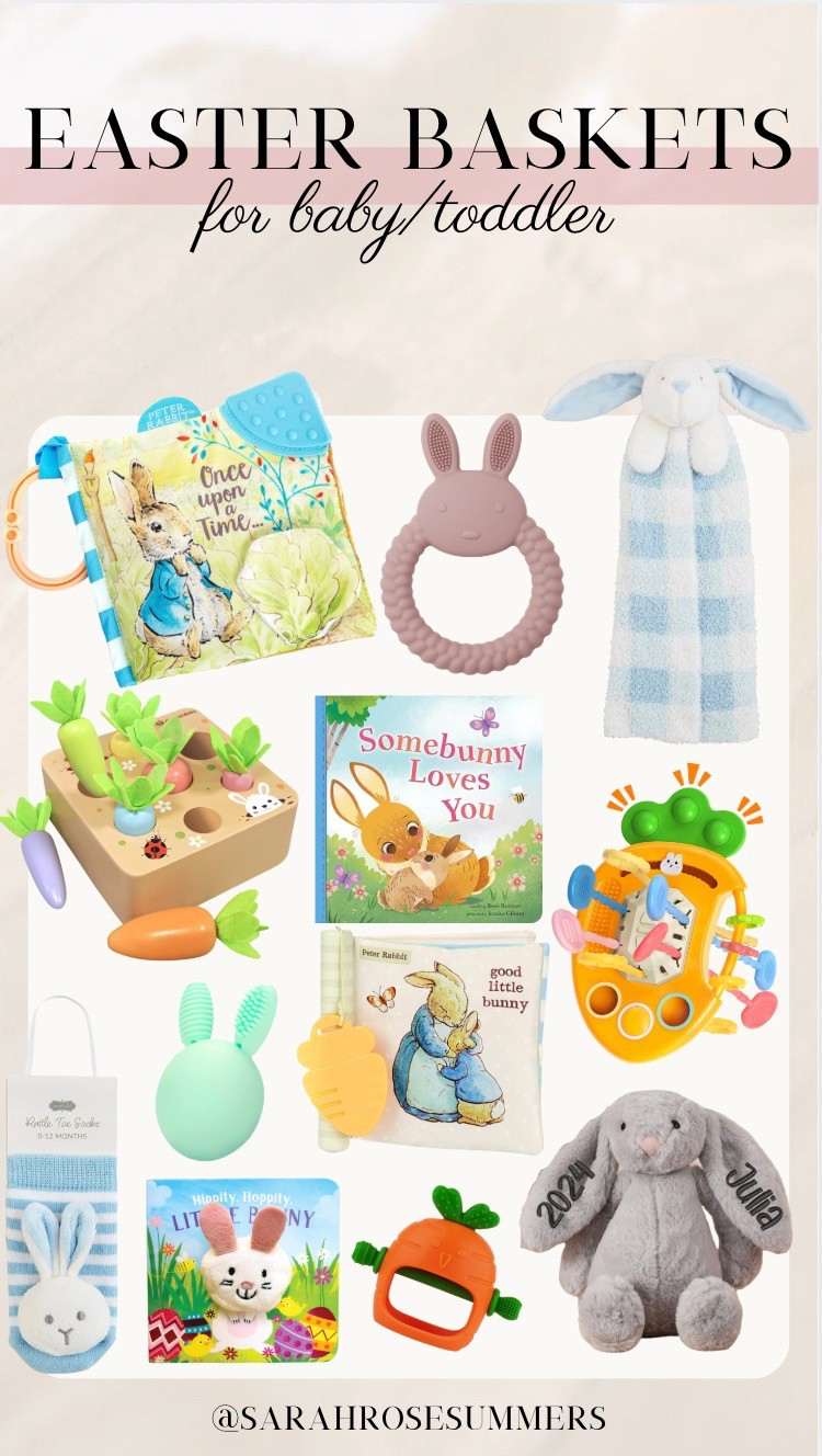 Easter basket stuffers for baby. Easter basket stuffers for toddlers. Board books. Baby teething toys. Baby toys for Easter. 

#LTKSeasonal #LTKBaby #LTKBump