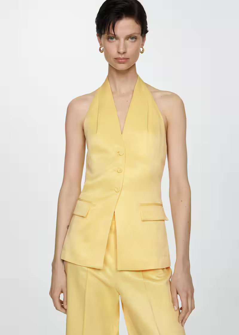 Halter-neck vest with buttons -  Women | Mango USA | MANGO (US)