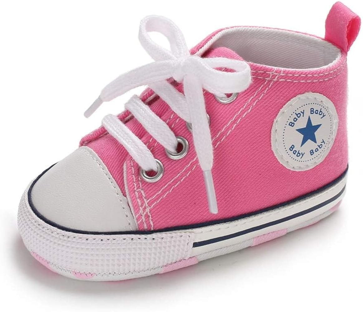 Meckior Baby Girls Boys Canvas Sneakers Soft Sole High-Top Ankle Infant First Walkers Crib Shoes | Amazon (US)