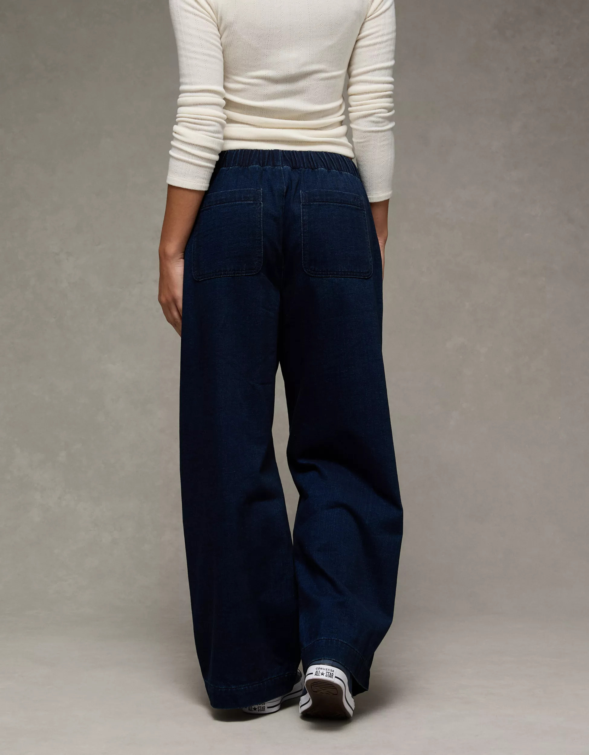 AE Cozy Dreamy Drape Low-Rise Ultra Wide-Leg Jean | American Eagle Outfitters (US & CA)