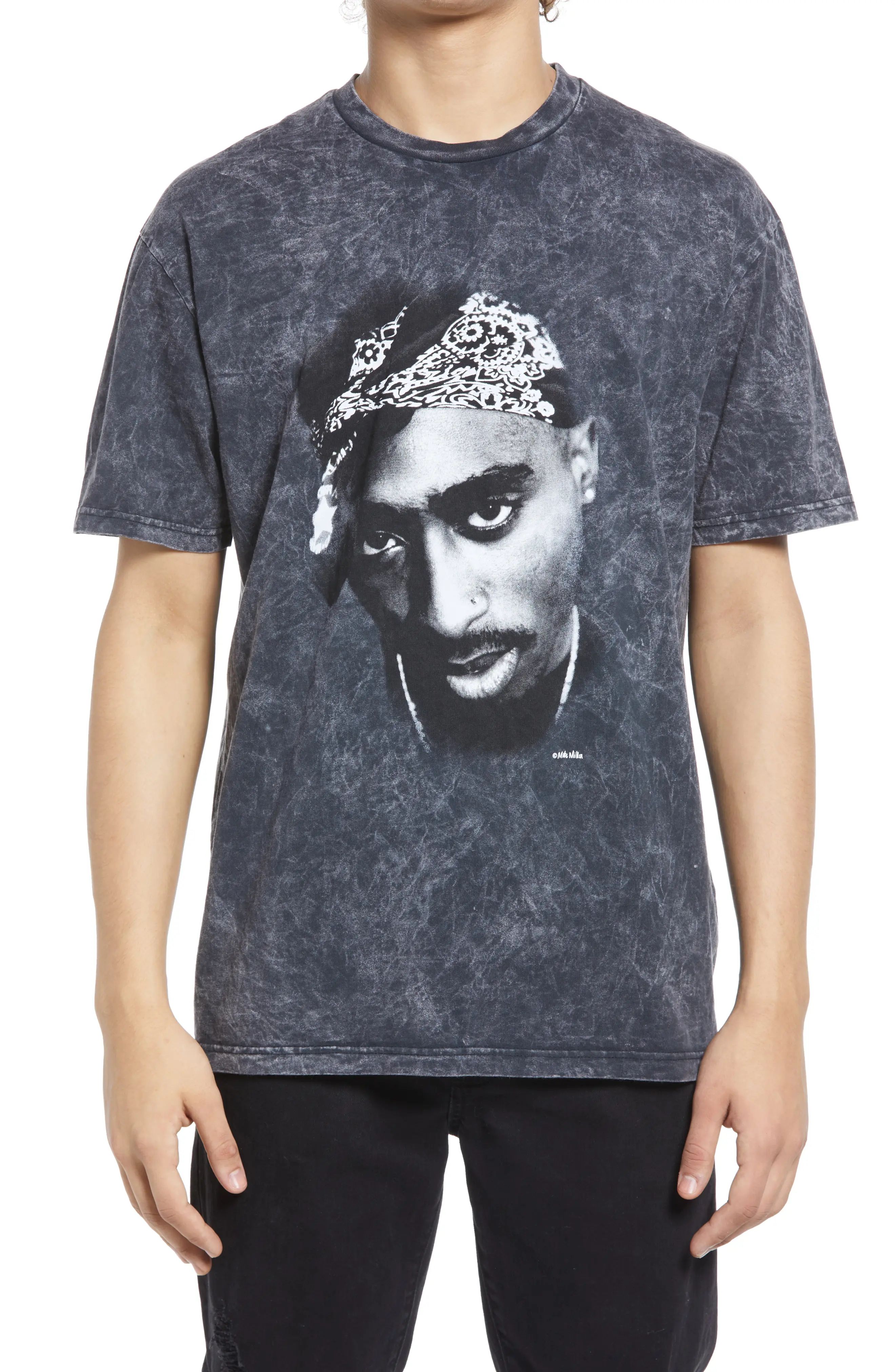 Topman Tupac Oversize Graphic Tee in Black at Nordstrom, Size X-Large | Nordstrom