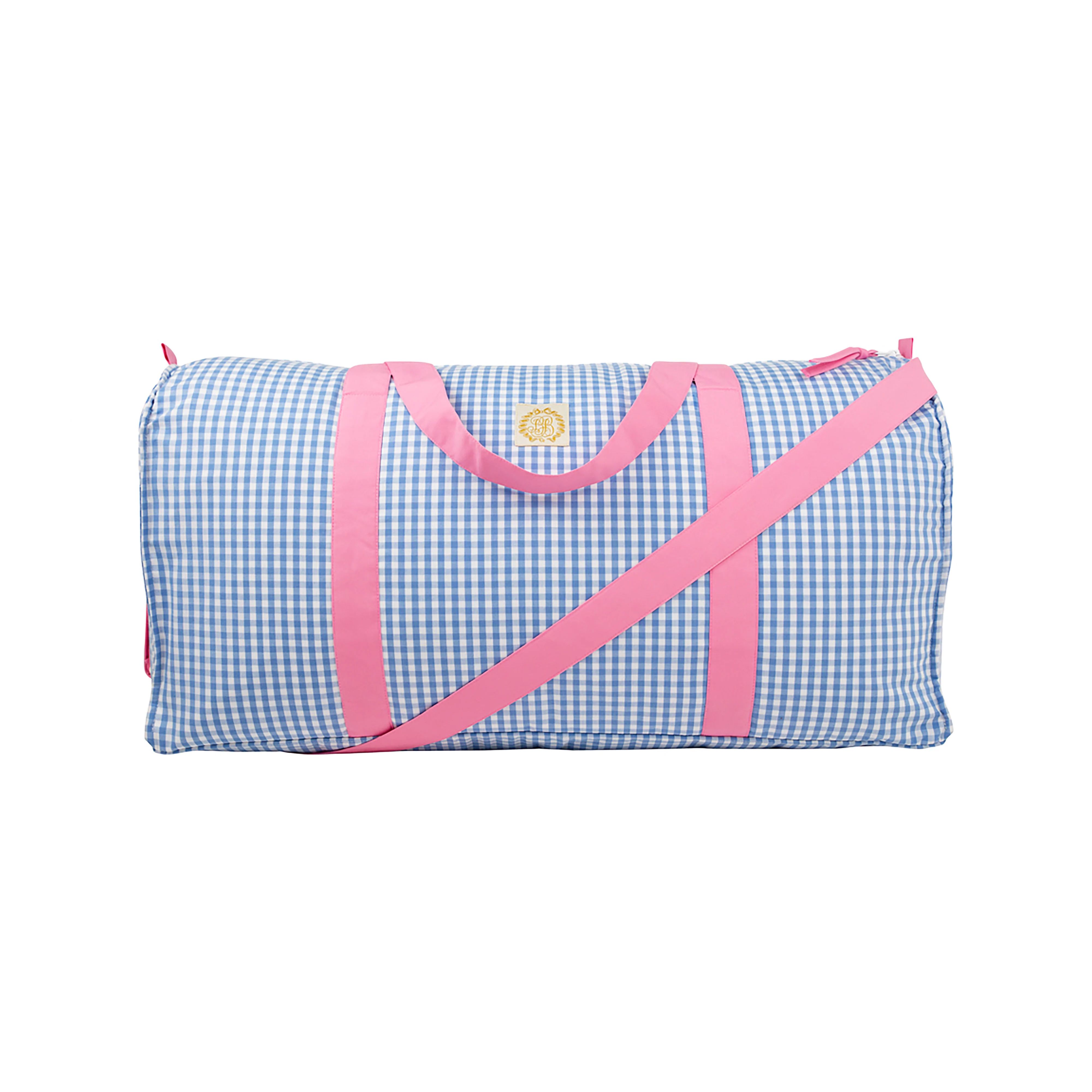 Logan's Long Weekend Bag - Park City Periwinkle Check with Hamptons Hot Pink | The Beaufort Bonnet Company