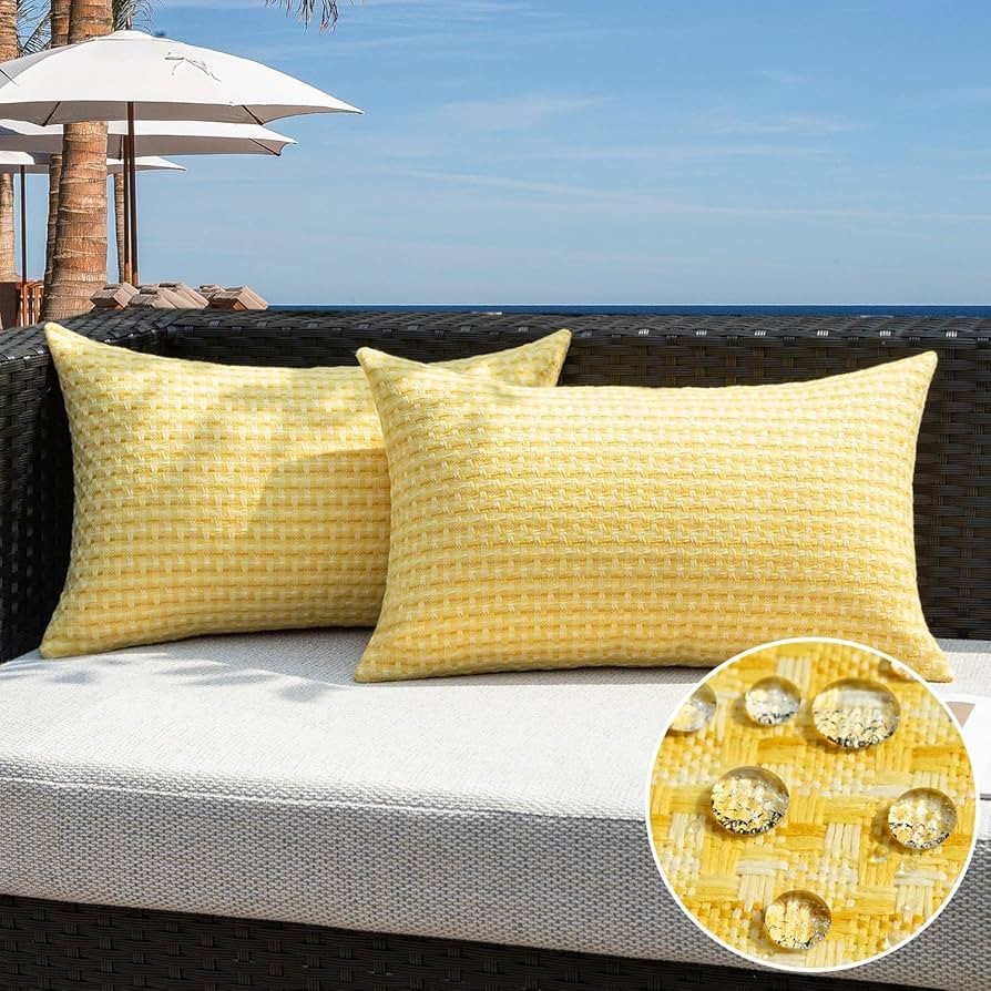 Kevin Textile Outdoor Waterproof Throw Pillow Covers Pack of 2 Boho Farmhouse Decorative Lumbar C... | Amazon (US)