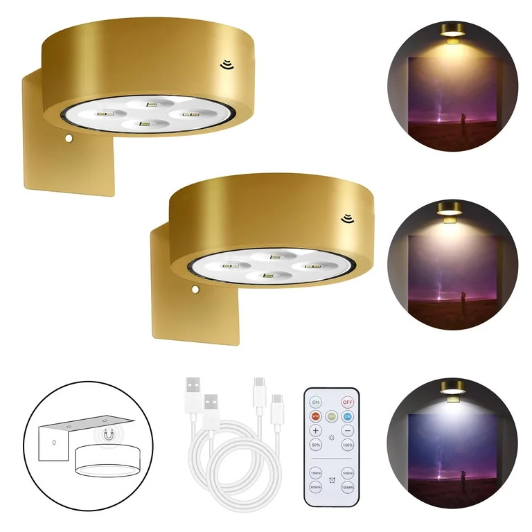 Easily control 2 rechargeable remote control picture lights to light up the art space | Walmart (US)